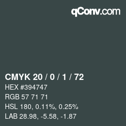 颜色代码: CMYK 20 / 0 / 1 / 72 | qconv.com