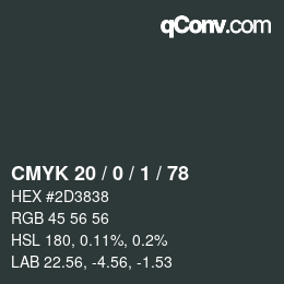 カラーコード: CMYK 20 / 0 / 1 / 78 | qconv.com