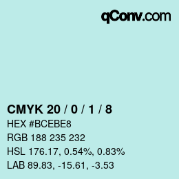 Color code: CMYK 20 / 0 / 1 / 8 | qconv.com