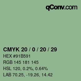 カラーコード: CMYK 20 / 0 / 20 / 29 | qconv.com