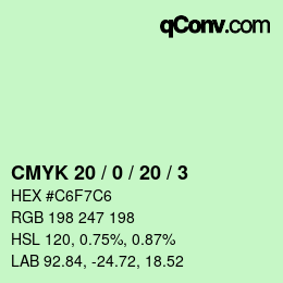 Color code: CMYK 20 / 0 / 20 / 3 | qconv.com