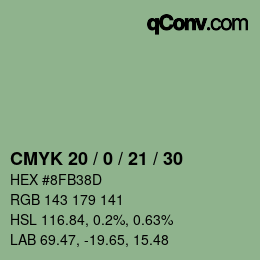 Farbcode: CMYK 20 / 0 / 21 / 30 | qconv.com