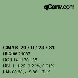 カラーコード: CMYK 20 / 0 / 23 / 31 | qconv.com