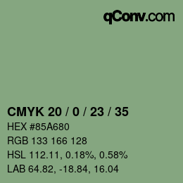 カラーコード: CMYK 20 / 0 / 23 / 35 | qconv.com