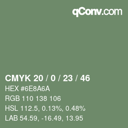 Color code: CMYK 20 / 0 / 23 / 46 | qconv.com