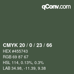 カラーコード: CMYK 20 / 0 / 23 / 66 | qconv.com