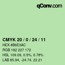 カラーコード: CMYK 20 / 0 / 24 / 11 | qconv.com