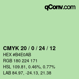 颜色代码: CMYK 20 / 0 / 24 / 12 | qconv.com