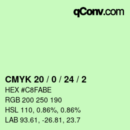 カラーコード: CMYK 20 / 0 / 24 / 2 | qconv.com