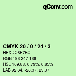Color code: CMYK 20 / 0 / 24 / 3 | qconv.com