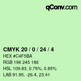 Color code: CMYK 20 / 0 / 24 / 4 | qconv.com