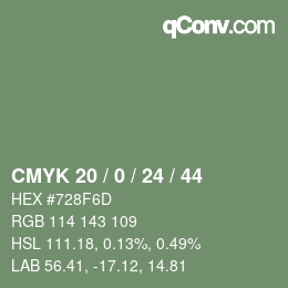颜色代码: CMYK 20 / 0 / 24 / 44 | qconv.com