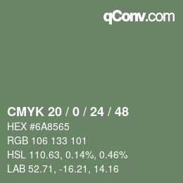 Color code: CMYK 20 / 0 / 24 / 48 | qconv.com