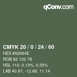 カラーコード: CMYK 20 / 0 / 24 / 60 | qconv.com