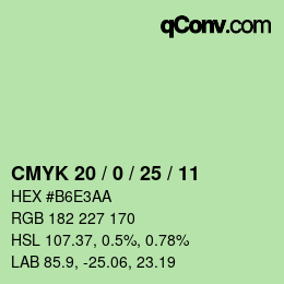 颜色代码: CMYK 20 / 0 / 25 / 11 | qconv.com