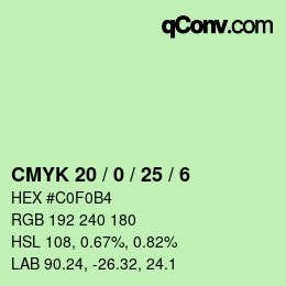 カラーコード: CMYK 20 / 0 / 25 / 6 | qconv.com