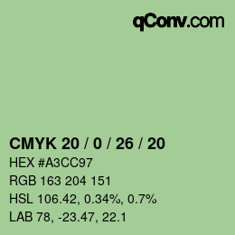 Color code: CMYK 20 / 0 / 26 / 20 | qconv.com