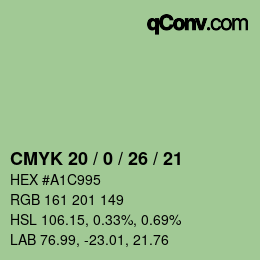 カラーコード: CMYK 20 / 0 / 26 / 21 | qconv.com