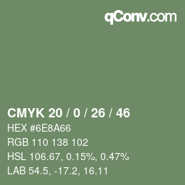 Color code: CMYK 20 / 0 / 26 / 46 | qconv.com