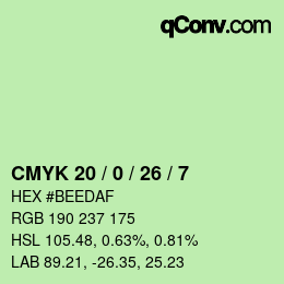 Color code: CMYK 20 / 0 / 26 / 7 | qconv.com