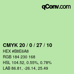 颜色代码: CMYK 20 / 0 / 27 / 10 | qconv.com