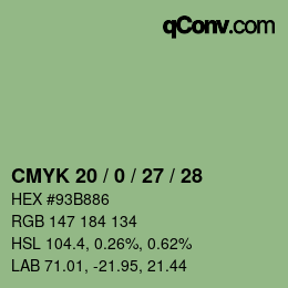 Farbcode: CMYK 20 / 0 / 27 / 28 | qconv.com