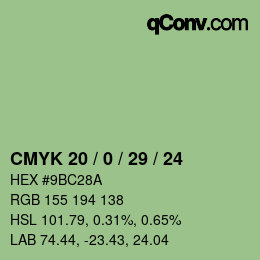 Color code: CMYK 20 / 0 / 29 / 24 | qconv.com