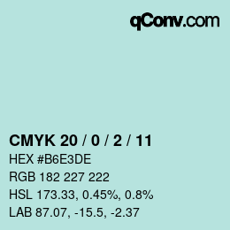Color code: CMYK 20 / 0 / 2 / 11 | qconv.com