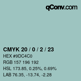 颜色代码: CMYK 20 / 0 / 2 / 23 | qconv.com