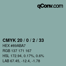 Color code: CMYK 20 / 0 / 2 / 33 | qconv.com