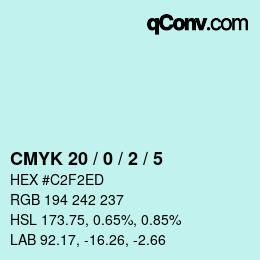 Color code: CMYK 20 / 0 / 2 / 5 | qconv.com