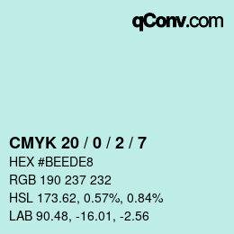 Color code: CMYK 20 / 0 / 2 / 7 | qconv.com