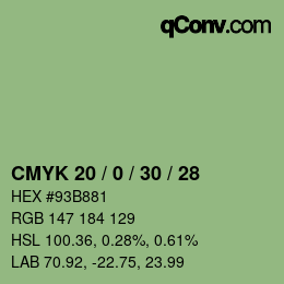 Farbcode: CMYK 20 / 0 / 30 / 28 | qconv.com