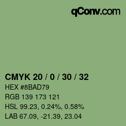 Código de color: CMYK 20 / 0 / 30 / 32 | qconv.com