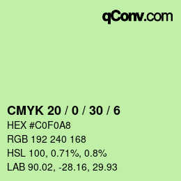 カラーコード: CMYK 20 / 0 / 30 / 6 | qconv.com