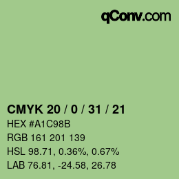 Color code: CMYK 20 / 0 / 31 / 21 | qconv.com