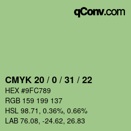 Color code: CMYK 20 / 0 / 31 / 22 | qconv.com
