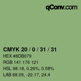 颜色代码: CMYK 20 / 0 / 31 / 31 | qconv.com