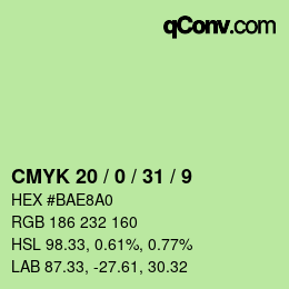 カラーコード: CMYK 20 / 0 / 31 / 9 | qconv.com