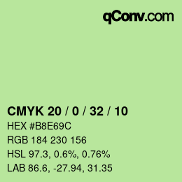カラーコード: CMYK 20 / 0 / 32 / 10 | qconv.com