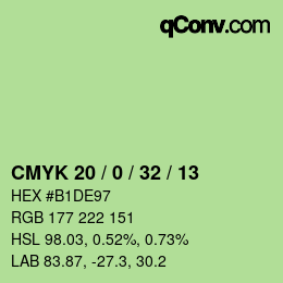 Color code: CMYK 20 / 0 / 32 / 13 | qconv.com