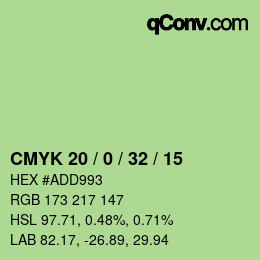 Color code: CMYK 20 / 0 / 32 / 15 | qconv.com