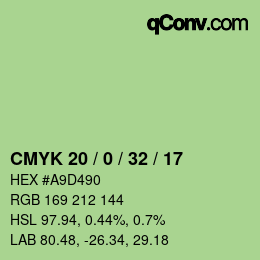 Color code: CMYK 20 / 0 / 32 / 17 | qconv.com