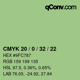 Color code: CMYK 20 / 0 / 32 / 22 | qconv.com