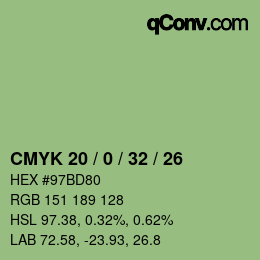 Color code: CMYK 20 / 0 / 32 / 26 | qconv.com