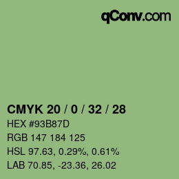 カラーコード: CMYK 20 / 0 / 32 / 28 | qconv.com