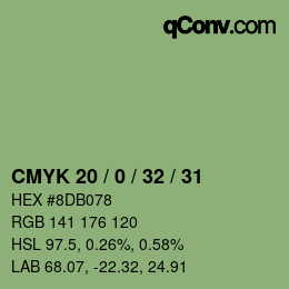 Color code: CMYK 20 / 0 / 32 / 31 | qconv.com