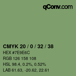 颜色代码: CMYK 20 / 0 / 32 / 38 | qconv.com