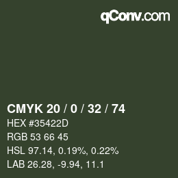カラーコード: CMYK 20 / 0 / 32 / 74 | qconv.com
