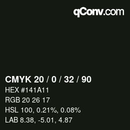 Color code: CMYK 20 / 0 / 32 / 90 | qconv.com